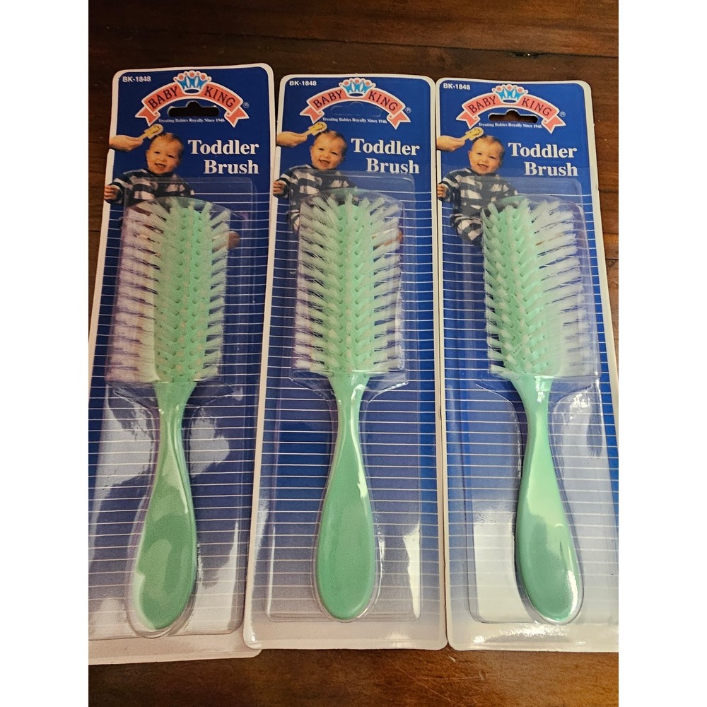 Vintage Baby King Toddler Brush BK-1848 Mint Green Soft Nylon Bristles 3-Pack